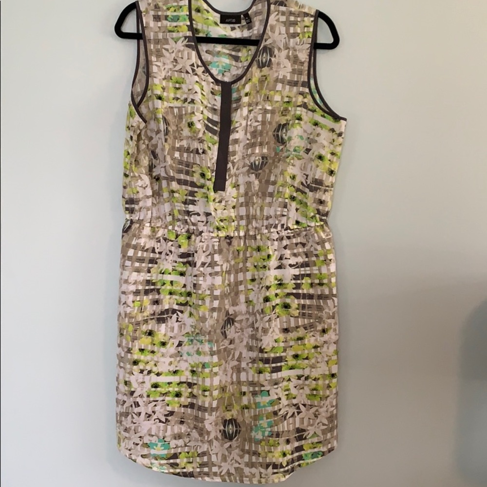 Apt9 print dress with elastic waist and cu…